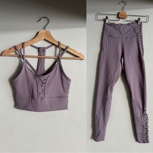Nike Lavender Mauve Strappy Sports Bra & Leggings Set